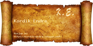Kordik Endre névjegykártya